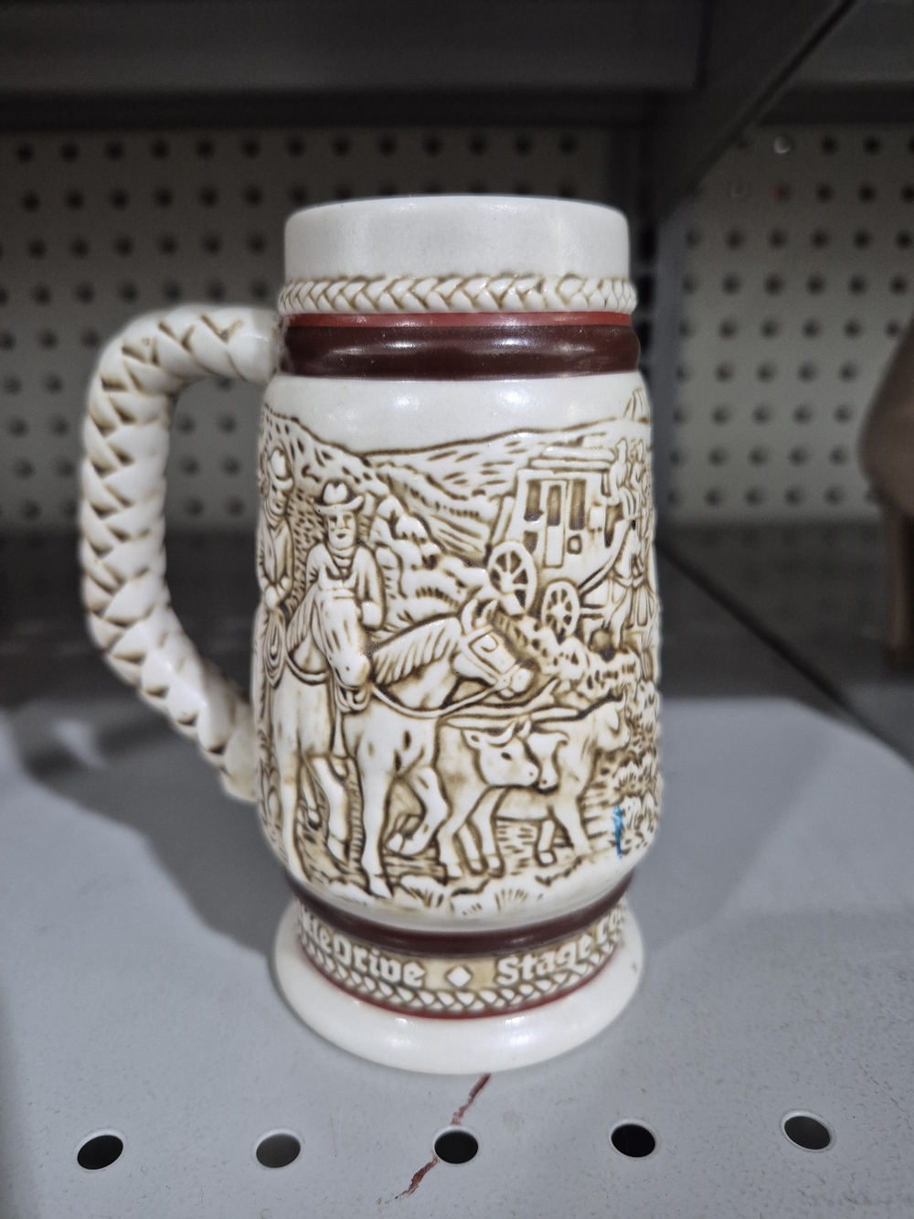 Avon Cream and Brown Decorative Ceramic Stein Mug